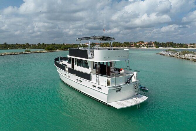 2 Hour Sunset-53' Hatteras Tulum, Playa Del Carmen, Riviera Maya - The Reef Swim: Clear Water and Sea Turtle Moments