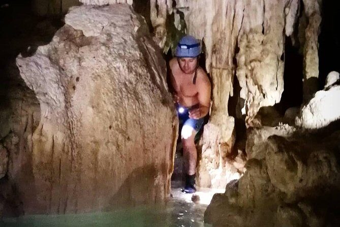 Hidden Cenote exploration in Playa del Carmen - The natural pool swim: crystal-clear water and speleothems you can actually see
