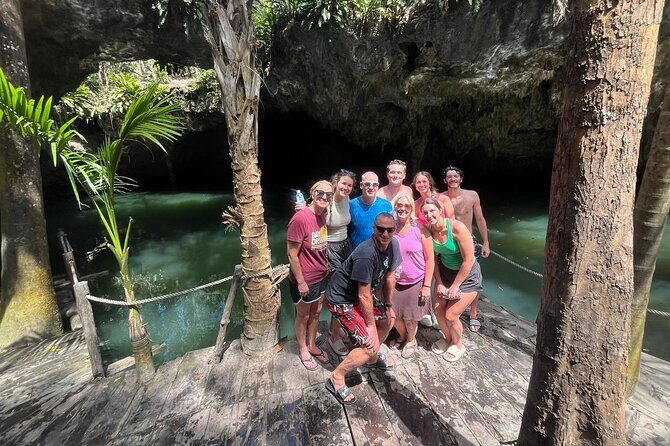 Jade Caverns and Mayan Village Cozumel ATV TOUR - Stop 1: Jade Cenote, the 20-Foot Platform Jump, and the Bat Factor