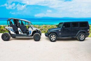 Private Jeep and 4x4 Polaris RZR Tour with Mexican Lunch - Jeep driving time: automatic comfort with real island views
