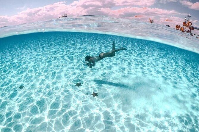 Private Tour in Cozumel El Cielo Sandbar and Reef Snorkeling - The boat, the ladder, and the mandatory life vest