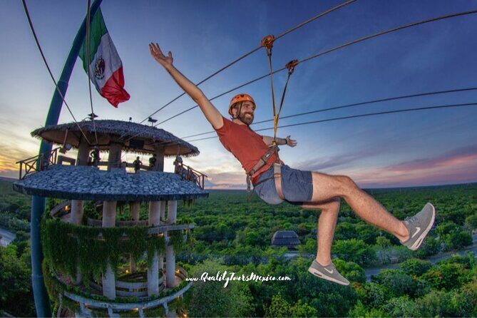 Xplor zip line park with transportation - The stalactite river swim: short distance, big mood